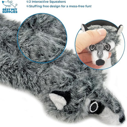 Best Pet Supplies Squeaky Dog Toys with Soft Durable Fabric for Small, Medium and Large Pets Interactive Toy for Indoor Play, Supports Active Biting and Play - Fox, Raccoon, Small