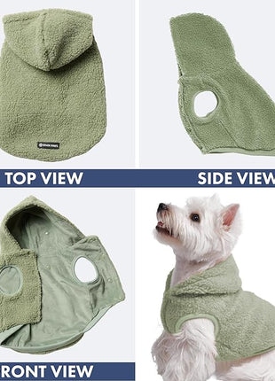 Spark Paws Fleece Dog Jacket, Hooded Sweater Vest, Warm Coat for Winter - Suitable for Small Medium Large XL XXL Breeds - Light Green - M