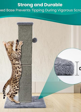 Cat Scratching Post 32 Inch for Indoor Large Cats and Kitten, Nature Sisal Tall Cat Scratch Post, Sisal Cat Scratcher Improve Cat's Scratching Habits and Protect Your Furniture, Dark Grey