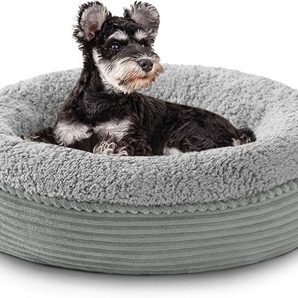 Love's cabin Round Donut Cat and Dog Cushion Bed, 25in Pet Bed for Small or Medium Dogs, Anti-Slip & Water-Resistant Bottom, Soft Durable Fabric Pet Beds, Washable Calming Cat Bed Stripe