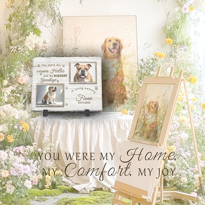 Personalized Pet Memorial Stone, Custom Dog Memorial Gifts for Loss of Dog with Photo Name Date, Dog Remembrance Gift, Loss of Dog Sympathy Gift for Dog Cat Lovers (Quote 3)