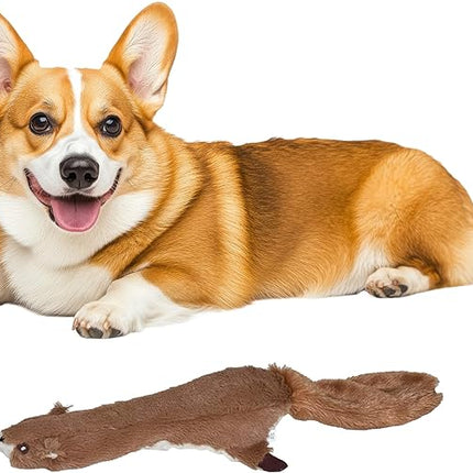 SPOT Skinneeez Plus Squirrel - Stuffing Free Dog Toy with Two Piece Rubber Body and Two Squeakers, Fun to Bite, Stuffingless Design is Great for Moderate Chewers, Tug Toy for Puppies & Dogs - 15in