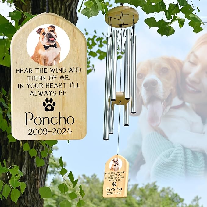 Personalized Pet Memorial Gifts, Pet Memorial Wind Chime, Dog Memorial Gifts, Cat Memorial Gifts, Pet Loss Gifts, Pet Loss Sympathy Gift, Dog Bereavement Gift, Dog Remembrance Gift - I'll Always Be