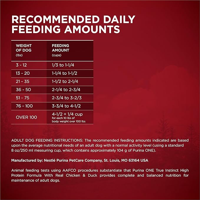 Purina ONE True Instinct High Protein Dry Dog Food Formula with Real Chicken and Duck Natural with Added Vitamins and Minerals Dog Food - 27.5 lb. Bag