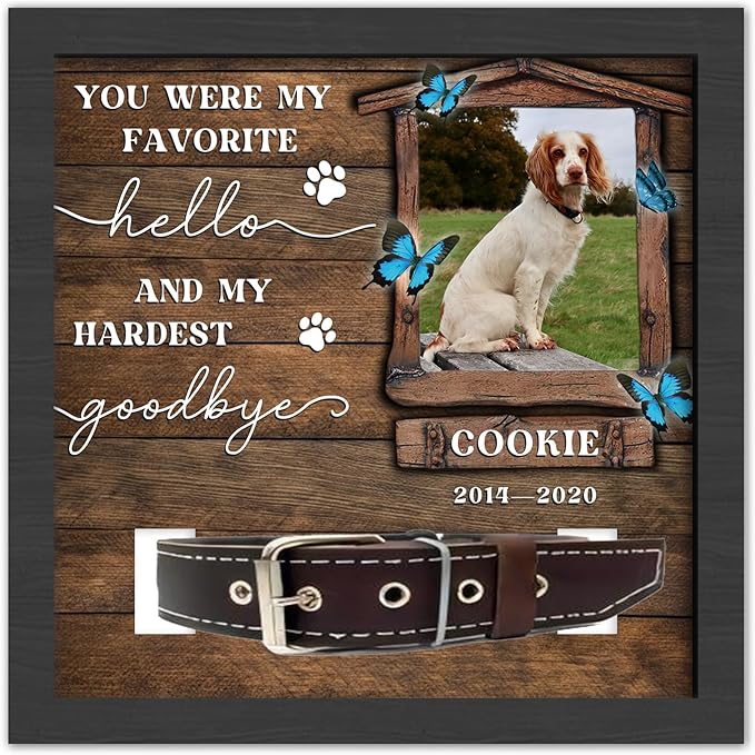 Customized Pet Memorial Gifts for Dogs, Dog Memorial Gifts for Loss of Dog, Dog Memorial Collar Plaque, Cat Loss Sympathy Gifts, Dog Memorial Gifts, Pet Gift Picture Frame Sign