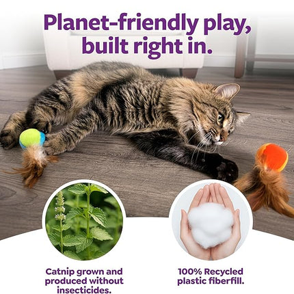 SmartyKat Flutter Balls Catnip Plush and Feather Cat Toys, Erratic Motion for Batting & Pouncing Fun for Cats & Kittens, Set of 2