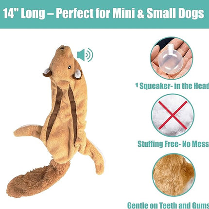SPOT Skinneeez Flying Squirrel 14 Inch Stuffing-Free Plush Squeaky Dog Toy – Soft Tug-of-War Toy for Small and Medium Dogs – Mess-Free Interactive Chew Toy for Moderate Chewers