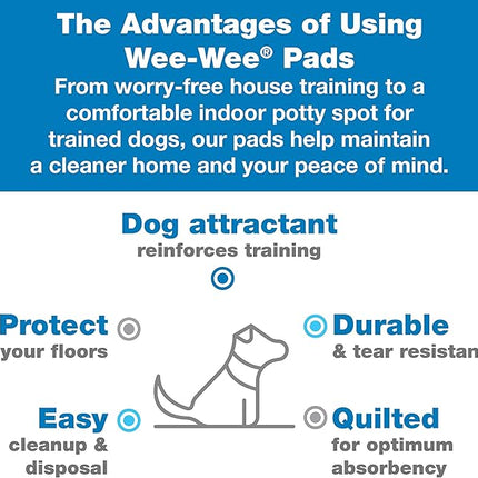 Four Paws Wee-Wee Superior Performance Unscented Pee Pads for Dogs & Puppies, Quilted Leak-Proof Dog Housebreaking Potty Training Floor Protection, 22" x 23", 14 Count