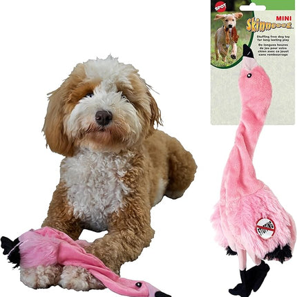 SPOT Skinneeez Flamingo 13 Inch Stuffing-Free Plush Squeaky Dog Toy – Soft Interactive Chew Toy for Small and Medium Dogs – Mess-Free Play for Light & Moderate Chewers