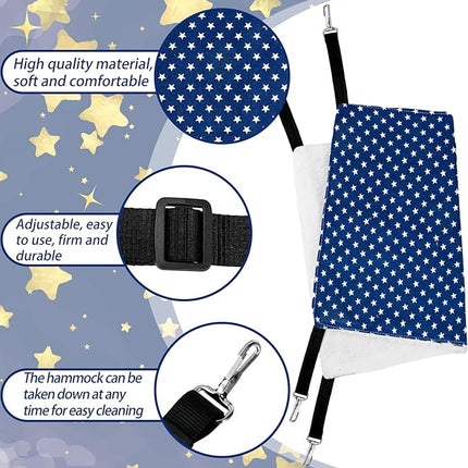 Jetec 2 Pieces Reversible Cat Hanging Hammock Soft Breathable Pet Cage Hammock with Adjustable Straps and Metal Hooks Double Sided Hanging Bed for Small Dogs Rabbits(Pentagram,M)