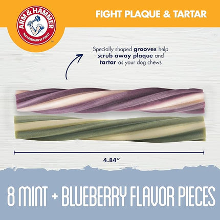 Arm & Hammer for Pets Smoothies Dental Treats for Dogs with Baking Soda and Calcium, Treat Chews Help Fight Bad Breath, Plaque & Tartar, Mint Blueberry & Mint, 8 Pcs
