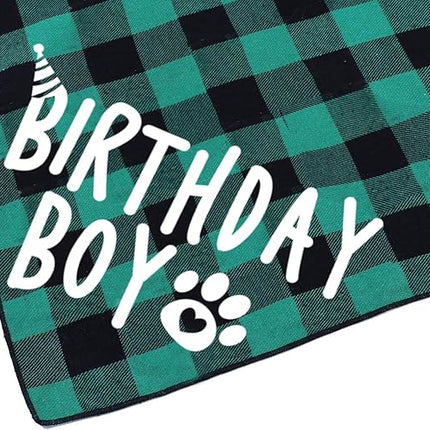 Birthday Boy Dog Bandana Green