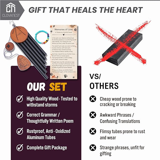 Pet Memorial Wind Chime (28 Inches), Loss of Pet Sympathy Gift Dog, Rainbow Bridge, Pet Memorial Gifts for Dogs, Remembrance, Bereavement Memory Gifts Dogs, passing away gift, Dog Wind Chimes Memorial