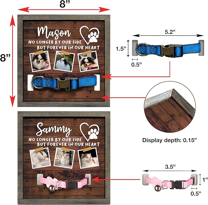 Personalized Dog Picture Frames Pet Memorial Dog for Daughter from Mom Best Ever for Dog Lovers Wall Decor TableTop Loss Sign Wood Frame with Collar Sympathy Pet Loss