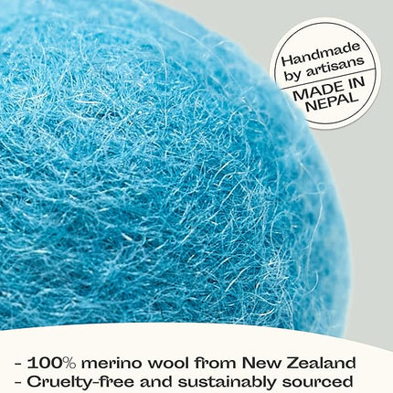 MEOWFIA Wool Ball Toys - 6-Pack of Safe for Cats and Small Dogs Balls - 1.5 Inch Felted Wool Cat Toy and Dog Toy - Perfect with Cat Cave - Silent - Mini Tennis Balls - (2in/Aquamarine)