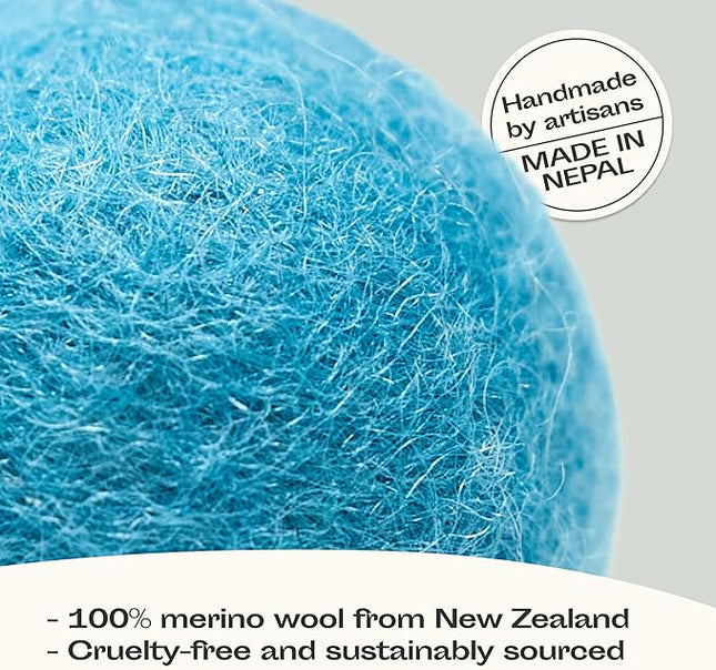 MEOWFIA Wool Ball Toys - 6-Pack of Safe for Cats and Small Dogs Balls - 1.5 Inch Felted Wool Cat Toy and Dog Toy - Perfect with Cat Cave - Silent - Mini Tennis Balls - (2in/Aquamarine)