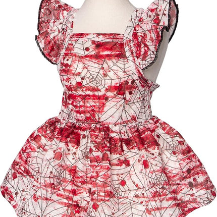 Fitwarm Halloween Spiderweb Dog Dress, Funny Dog Halloween Costumes, Doggy Clothes for Small Dogs Girl, Pet Apparel, Red, White, Black, XXS