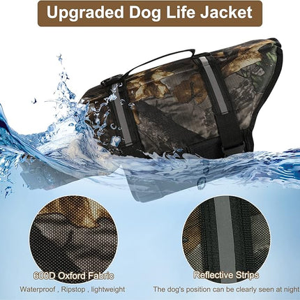 HAOCOO Dog Life Jacket Vest Saver Safety Swimsuit Preserver with Reflective Stripes/Adjustable Belt Dogs(Camouflage,XXS)