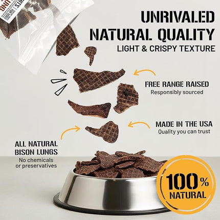 Dog Chits Bison Lung Fillets for Dogs – All-Natural, High Protein Single Ingredient Dog Treats Bison Lung Dog Treats – Grain-Free, Low-Fat – Safe with Sensitive Stomachs – 6 oz