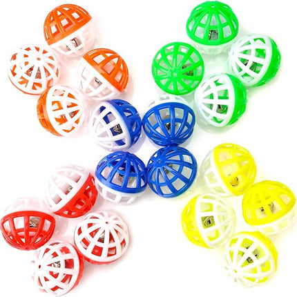 CHIWAVA 45PCS 1.6" Cat Toy Balls with Bells - Plastic Lattice Jingle Balls for Kittens, Interactive Chasing & Pounce Rattle Toys, Assorted Colors