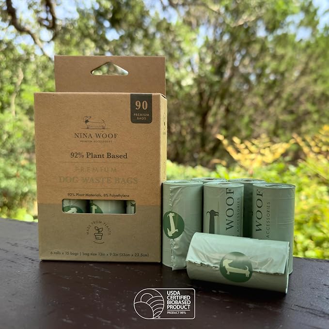 Eco-Friendly 92% Plant-Based Dog Poop Bags Rolls -270 Extra Thick, Durable, Leak-Proof, Odorless, Convenient Disposal - USDA Certified, Heavy-Duty Trash Bags and Garbage Bags