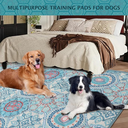 IEUUMLER Washable Pee Pads for Dogs Extra Large 71" x 71", 1 Pack Non-Slip & Waterproof Whelping Pad, Reusable Puppy Potty Training Pad for Playpen EU007 (Green Medallion, 71"X71"-1pcs)