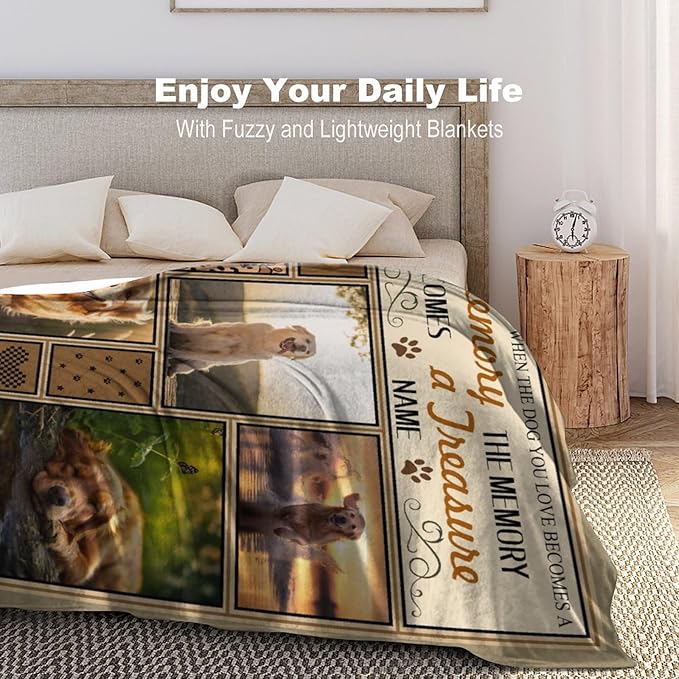 Custom Dog Memorial Gifts for Loss of Pet Cat, Personalized Dog Memorial Blanket with Photos, Pet Memorial Gifts, Pet Loss Gifts, Pet Memorial Throw Blanket, Remembrance Sympathy Bereavement Gifts