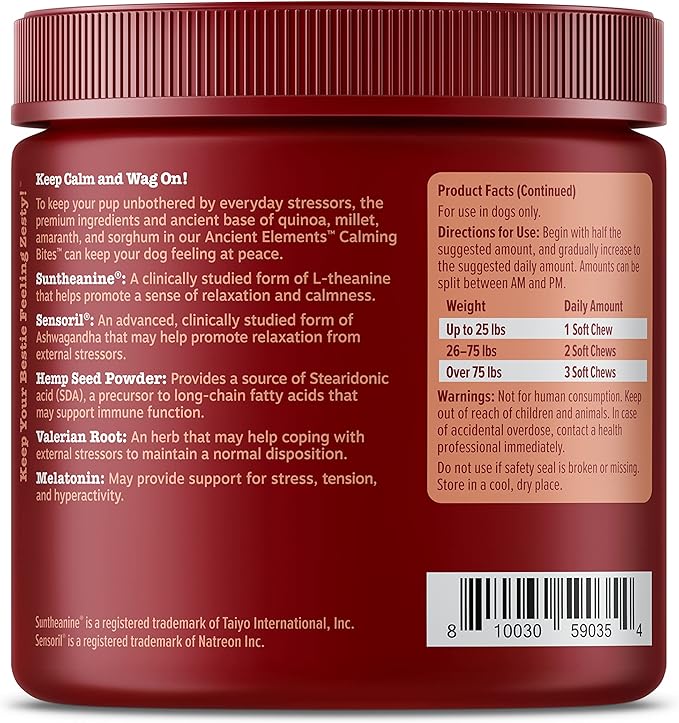 Zesty Paws Calming Chews for Dogs - for Everyday Stress, Relaxation, Composure, and Separation Bison 90 Count