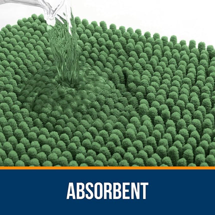 OLANLY Toilet Rugs U-Shaped 24x20, Extra Soft Absorbent Chenille Contour Bathroom Rugs for Toilet, Dry Quickly, Machine Washable, Non-Slip Bath Mat, Olive Green