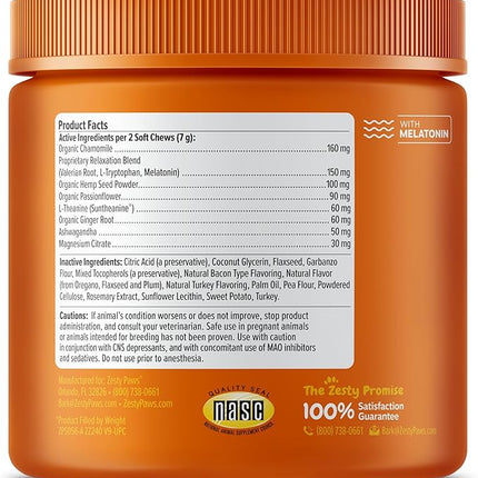Zesty Paws Calming Chews for Dogs - for Everyday Stress, Relaxation, Composure, and Separation Turkey 90 Count