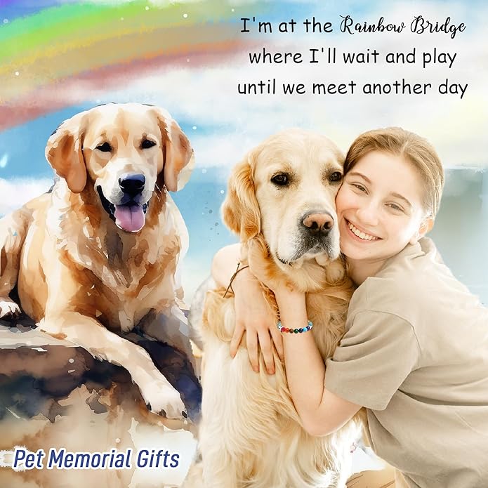 TONY & SANDY Dog Memorial Gifts, Pet Sympathy Rainbow Bridge Pet Memorial Bracelet for Men Women Girls Who Loss of Beloved Dog Cat