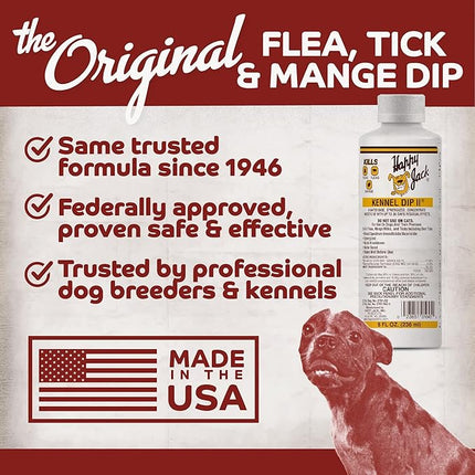 Happy Jack Kennel Dip Dog Flea and Tick Treatment & Prevention, Made in USA, Spray Yard & Home 30-Day Control, Kills Fleas, Ticks, Deer Ticks, Mange, Lice, for Puppies, Small to Large Dogs (16 oz)
