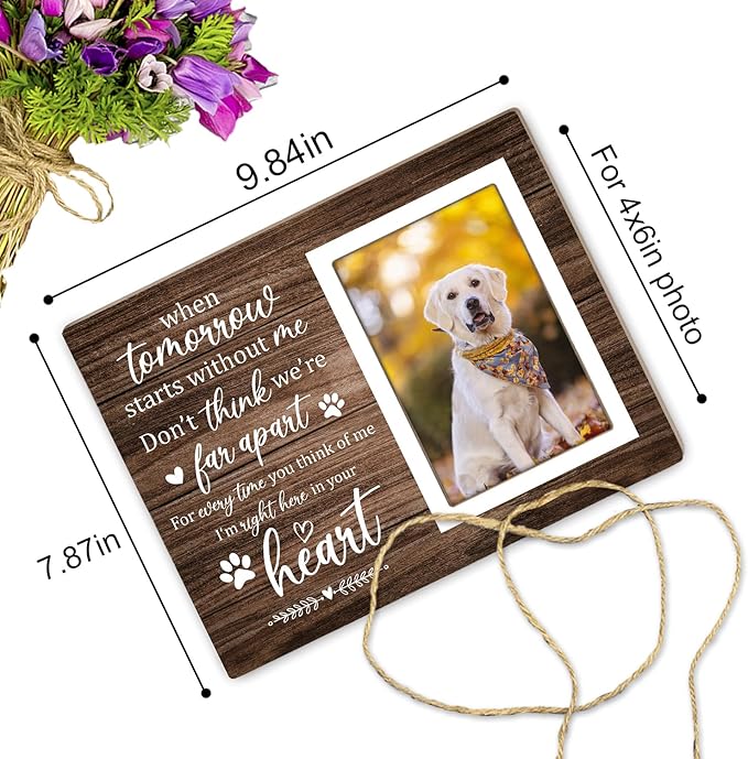 Pet Memorial Picture Frame, Pet Dog Memorial Picture Frame, Pet Cat Photo Frame, Photo Frame Gift for Dog Owners Sympathy for Loss of Pets Photo 4x6Inch12P039