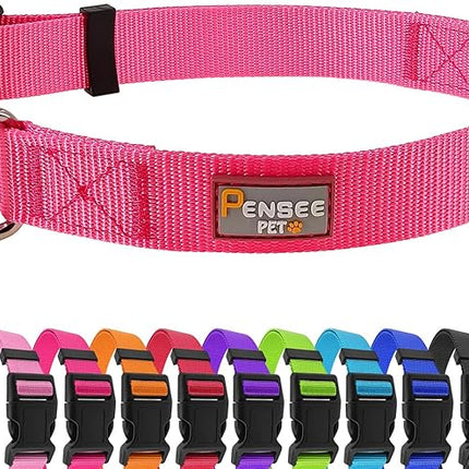 Dog Collar Hot Pink Basic Dog Collars with Breathable Quick Release Nylon Pet Collar for Puppy Small Medium Large Dogs Girl