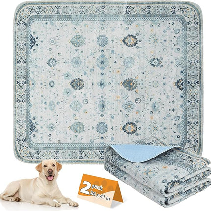 KOOLTAIL Washable Pee Pads for Dogs,2 Pack Super Absorbent Reusable Puppy Training Pads Waterproof, Nonslip and Leak-Proof Dog Pee Pads, Large Pet Mats Whelping Pads for Floor, Crate, Couch 36*41"