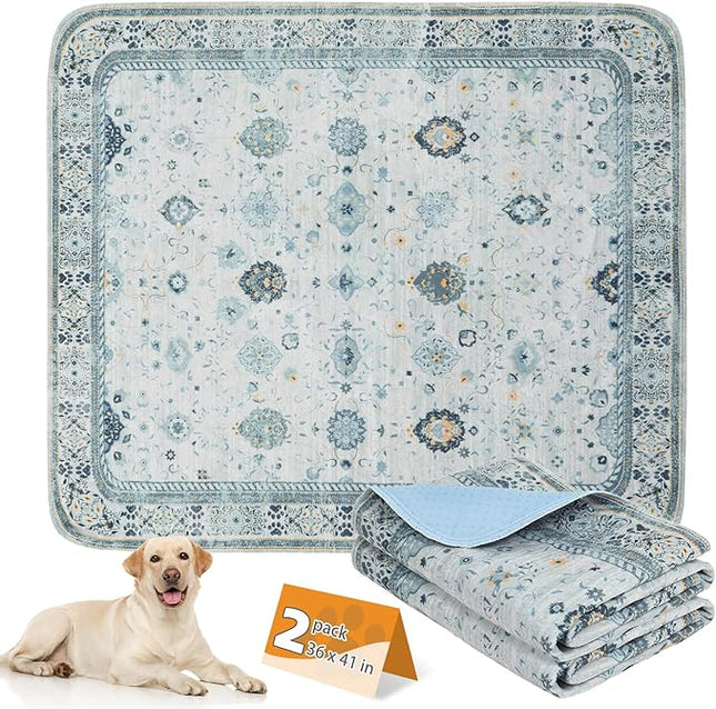 KOOLTAIL Washable Pee Pads for Dogs,2 Pack Super Absorbent Reusable Puppy Training Pads Waterproof, Nonslip and Leak-Proof Dog Pee Pads, Large Pet Mats Whelping Pads for Floor, Crate, Couch 36*41"