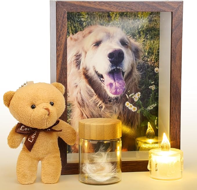 Dog Memorial Gifts for Loss of Pet, Wooden Picture Frame for 7x5 Photo, Sympathy Gifts for Loss of Dog, Glass Dog Memorial Frame Pet Loss Gifts for Sympathy, Pet Bereavement Remembrance Picture Box