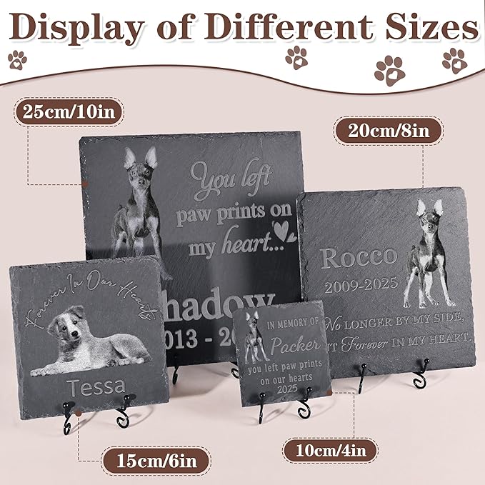 Pet Memorial Stone, Dog Memorial Stone, Dog Memorial Gifts for Loss of Dog, Pet Memorial Gifts, Loss of Pet Sympathy Gift, in Loving Memory Pet - No Longer by My Side - Square