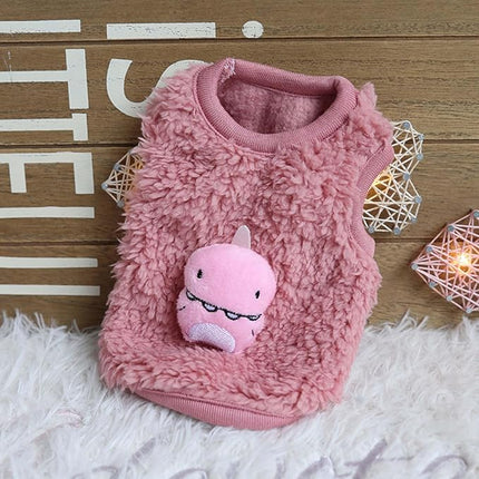 FLAdorepet 3 Packs Teacup Dog Cat XXS Clothes for Chihuahua Yorkie,Winter Warm Fleece Puppy Pet Clothes Sweater Shirt Vest for Mini Newborn Extra Small Dogs (Cute Dnosaur, XXS(Pet 1-2LBS))