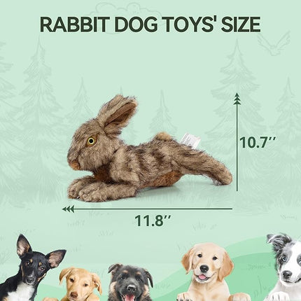 ALL FOR PAWS Classic Rabbit Squeaky Doy Toy, Bunny Dog Toy for Medium Large Breed, Puppy Fetch Toy with Squeaker, Plush Chew Dog Toy, 12.2x7.1x7.5 inches, Brown Rabbit-L