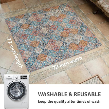 nunubaby Washable Pee Pads for Dogs, Stylish, Non-Slip and Leak-Proof Pee Pads. Reusable Potty Pads for Dogs for Crates and Floors.(Cream/Multi, 72" x72" )