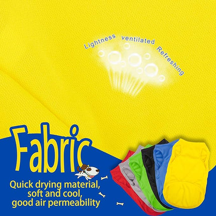 Hozz 4 Pieces Dog Shirts Pullover Soft Blank Puppy T-Shirt Small Dogs Colorful Solid Pet Summer Clothes Red Yellow Blue Black Plain Shirts Sleeveless Outfit for Most Dogs Cats Puppy Pet no Shrink M