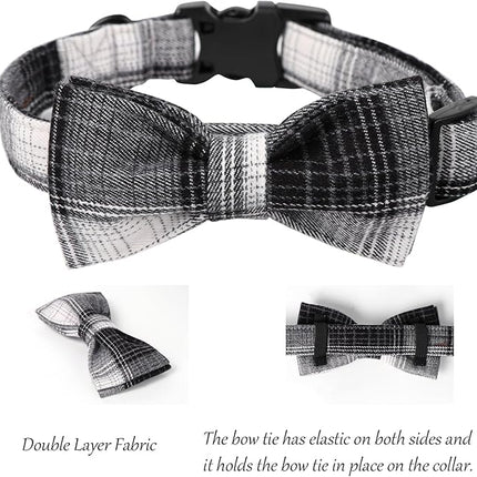 Lionet Paws Gird Dog Collar with Plastic Buckle, Cotton Fall Winter Bowtie Collar, Light Adjustable Collars for Small Medium Large Dogs