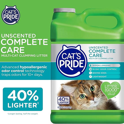 Cat's Pride Premium Lightweight Clumping Litter: Complete Care - Up to 10 Days of Powerful Odor Control - Hypoallergenic - Multi-Cat, Unscented, 10 Pounds
