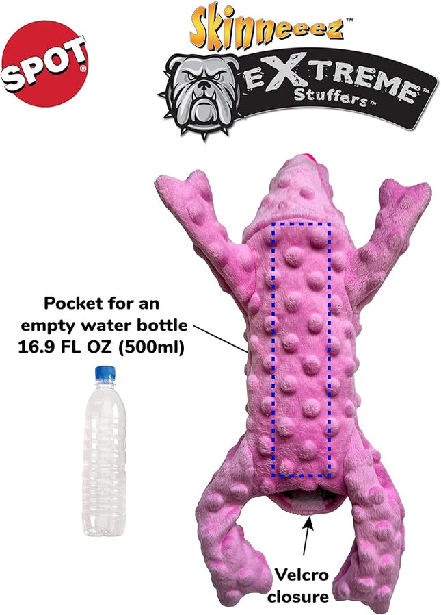 SPOT Skinneeez Extreme Stuffers Pig - Stuffing Free Dog Toy With Squeaker & Rip Stop Mesh Lining for Durability- Insert Plastic Bottle for Extra Crunch, For Small to Medium Puppies & Dogs - 14in