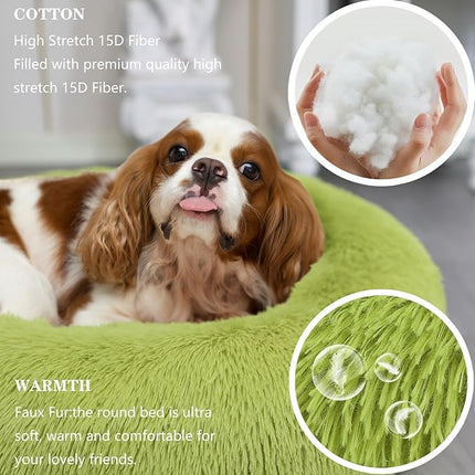 Calming Dark Gray Dog Bed for Medium Dogs - 30 Inch Washable Anti-Anxiety Bed