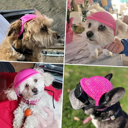 LESYPET Dog Helmet for Small Dog, Pet Hat for Puppy Cat with Ear Holes Safety Cap Adjustable Strap Head Protection for Outdoor Biking Riding Walking, Pink Small