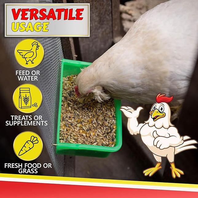 Chicken Cage Cup, 27oz - for Water, Treat, Feed and More - Small Feeder and Waterer Dish for Duck, Baby Chick, Pigeon, Quail, Gamefoul, Parakeet - Poultry Accessories for Bird Cages, Green