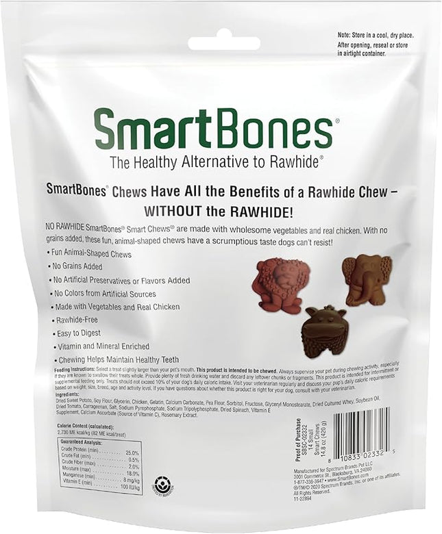 SmartBones Smart Chews, Rawhide Free Dog Chews, Treats for Dogs Made with Real Chicken and Vegetables, 14 Count Small