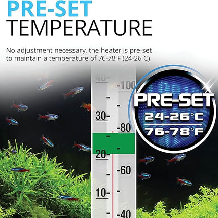 Fluval P50 Submersible Aquarium Heater – 50W, Preset 76-78°F for Freshwater & Saltwater Tanks up to 15 Gal, Shatterproof, Fully Submersible, LED Indicator, Durable & Safe Fish Tank Heater